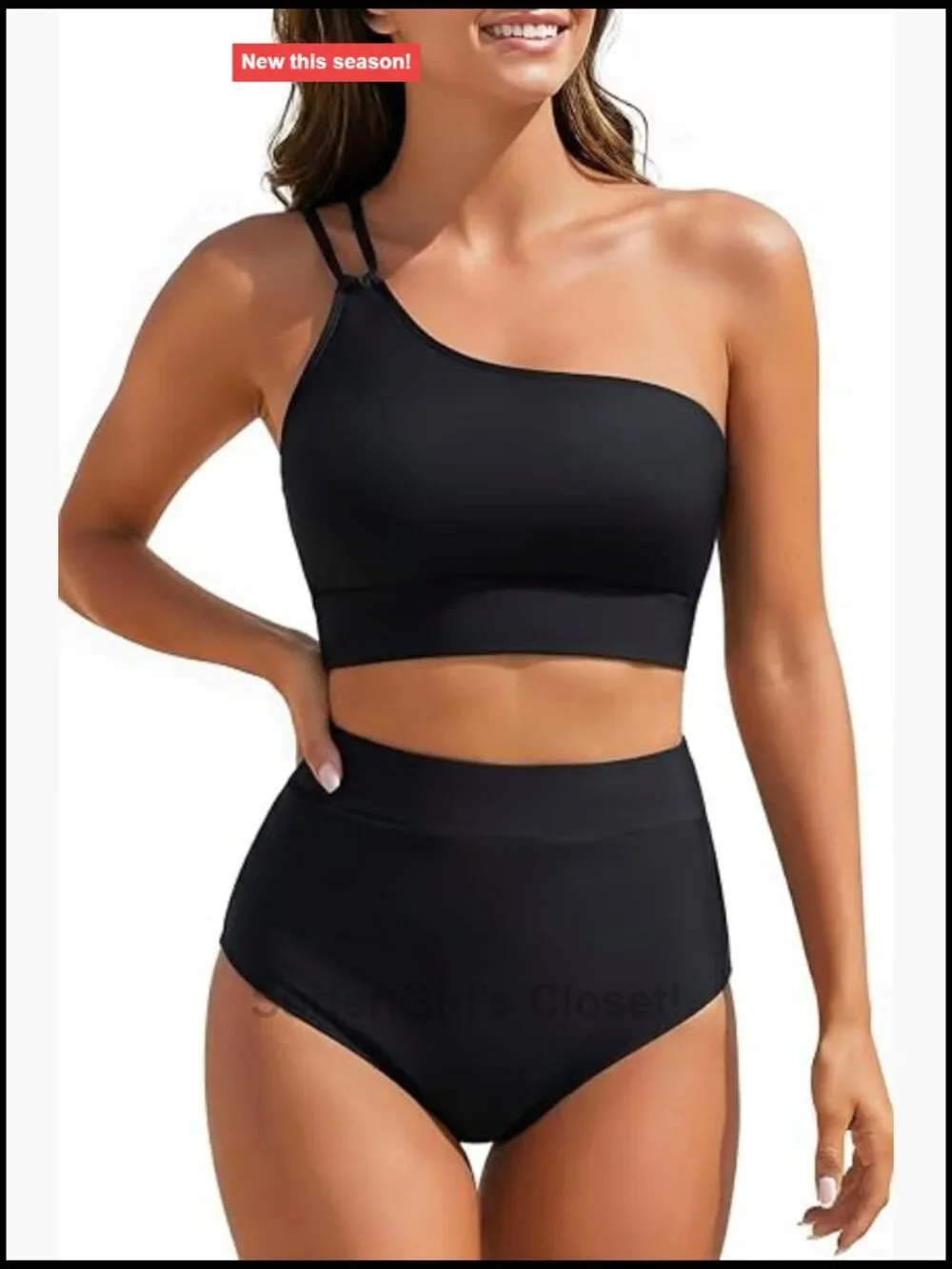 High Waisted Bikini One Shoulder Two Piece Swimsuits Tummy Control Full